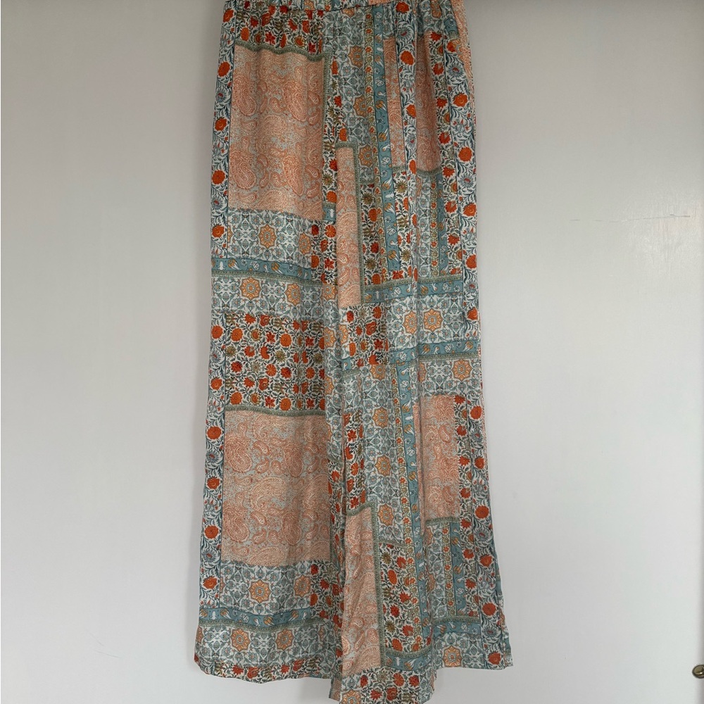 Floral Patchwork Wide-Leg Pants